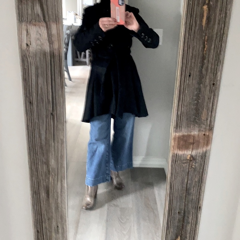 Black wrap coat with high collar
